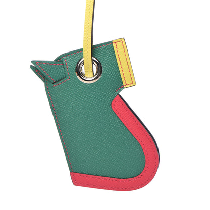 Hermes Epsom Camail Key Holder Malachite Rose Extreme Lime 4 of 6