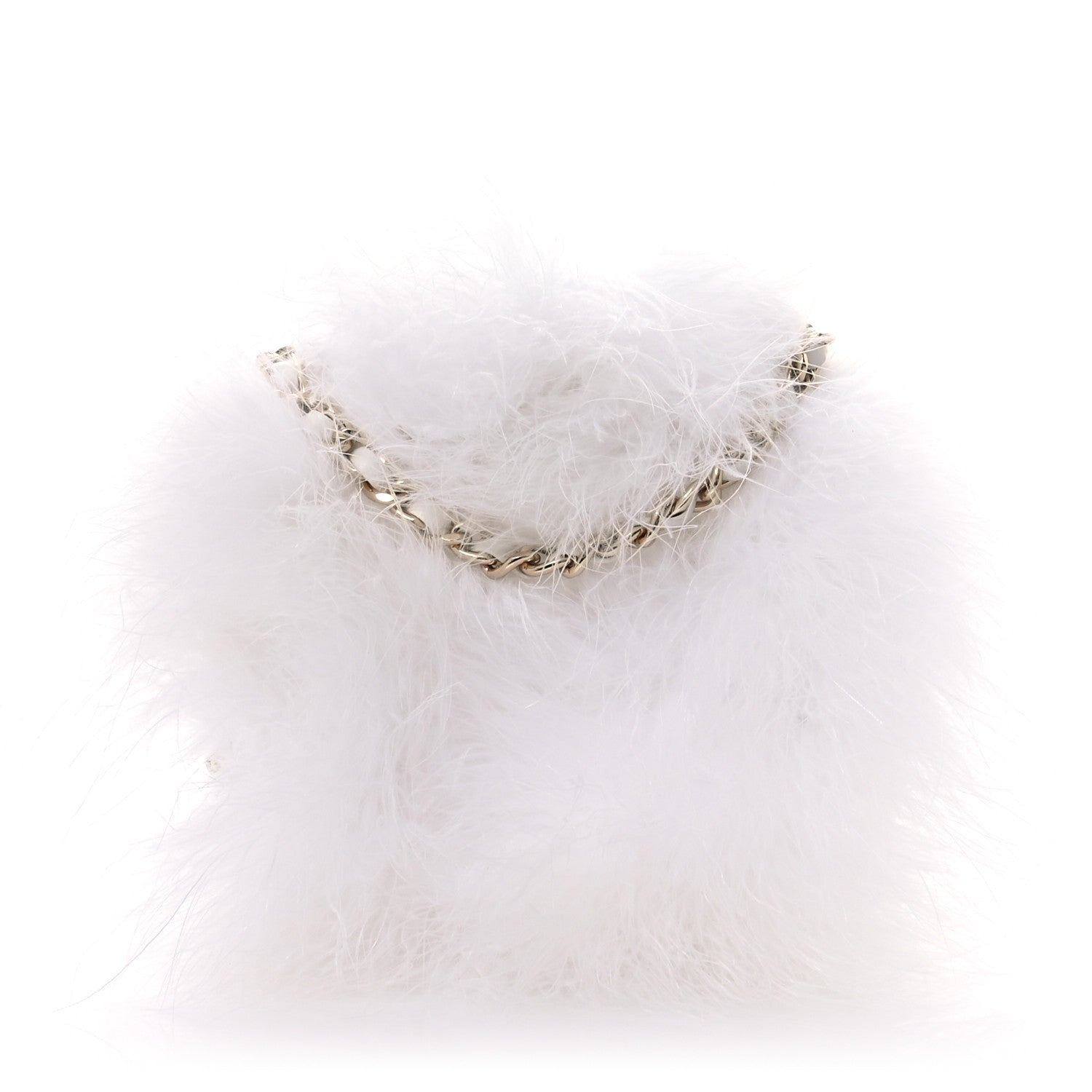 Chanel Lambskin Fur Quilted Round Clutch With Chain Ivory 1 of 11