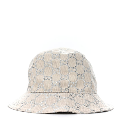 Gucci Canvas Lame GG Monogram Bucket Hat S Gardenia Silver 6 of 9