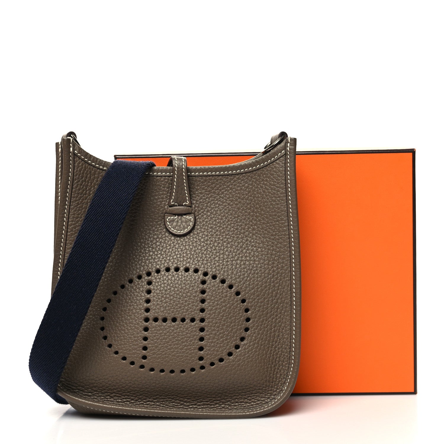 Hermes Taurillon Clemence Amazone Evelyne TPM Etoupe Bleu Indigo 10 of 10