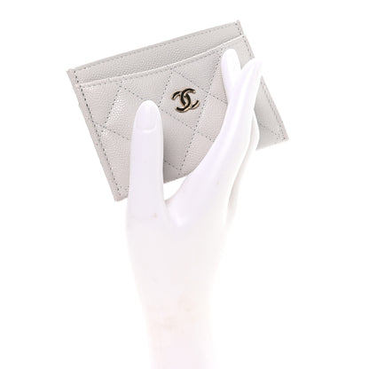 Chanel Caviar Quilted Card Holder Light Grey 2 of 9