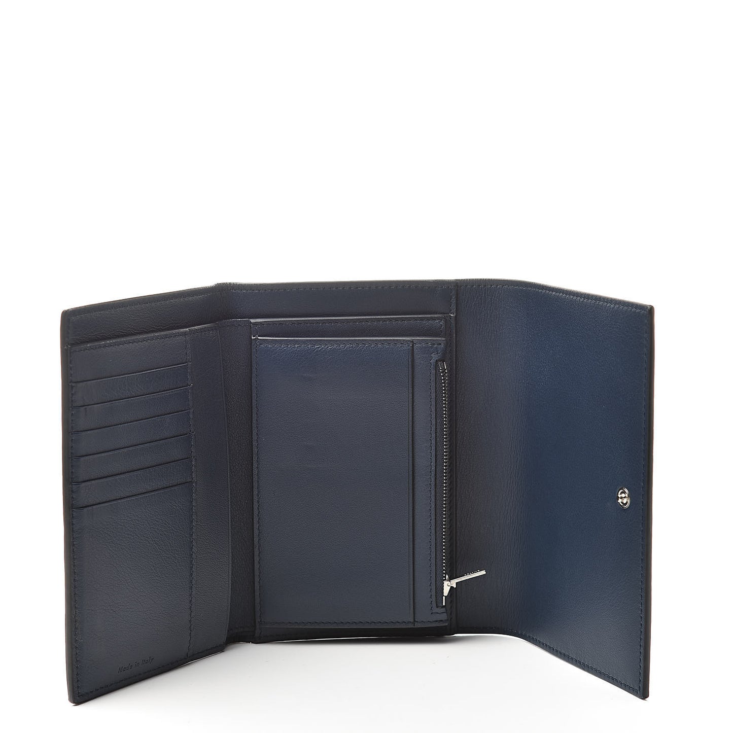 Smooth Lambskin Small Frame Multifunction Wallet Steel Blue Plum