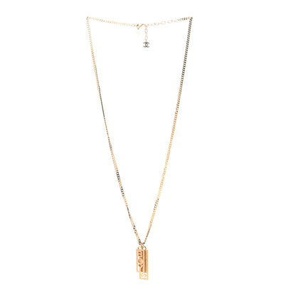 Chanel Metal Crystal CC Boy Pendant Long Necklace Gold 3 of 6
