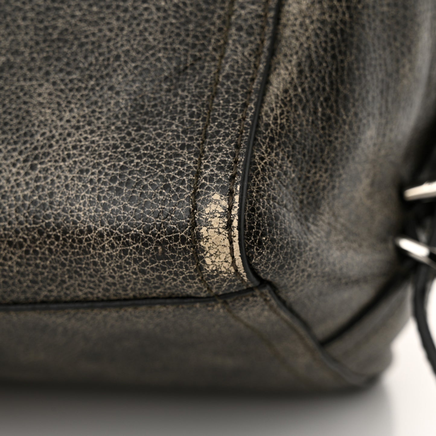 Aged Calfskin Small Pandora Mens Crossbody Black Grey