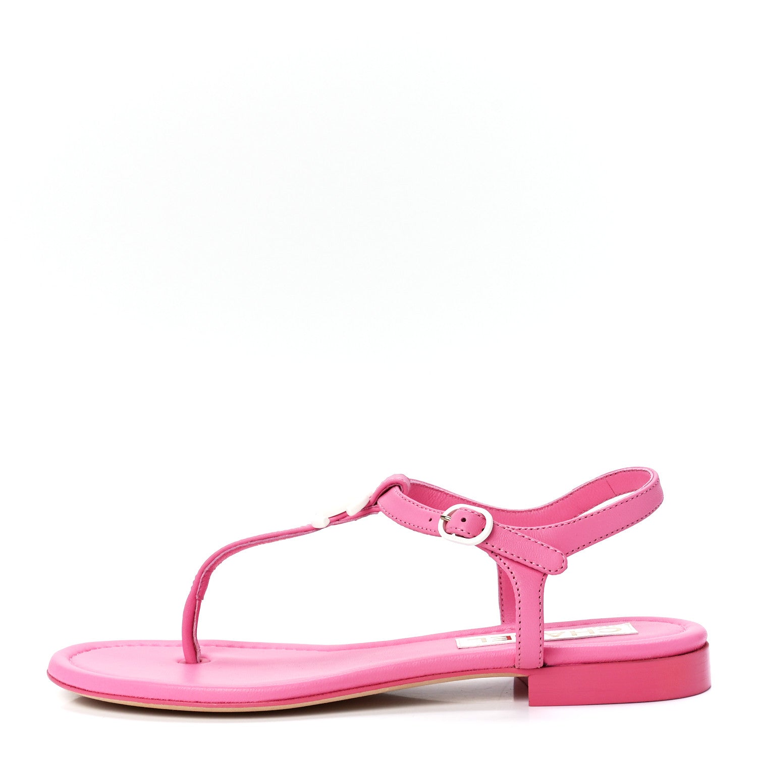 Chanel Lambskin CC Logo Thong Sandals 37.5 Pink 1 of 9