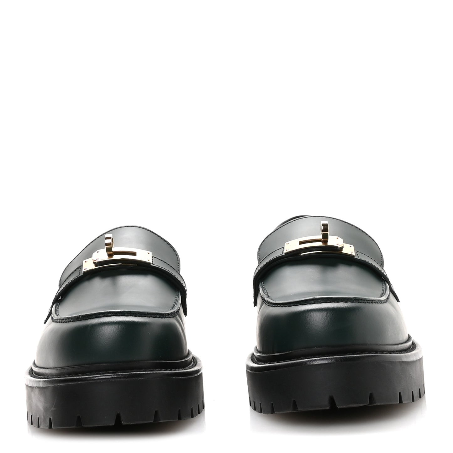 Glazed Calfskin Womens Icone Loafers 40 Vert Bouteille