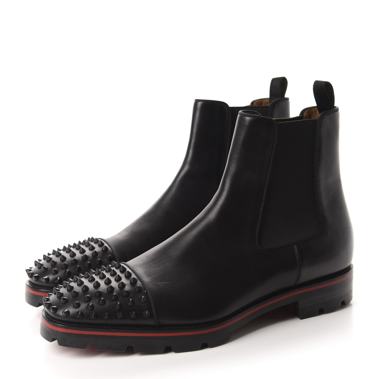 Calfskin Mens Melon Spikes Flat Chelsea Boots 46 Black