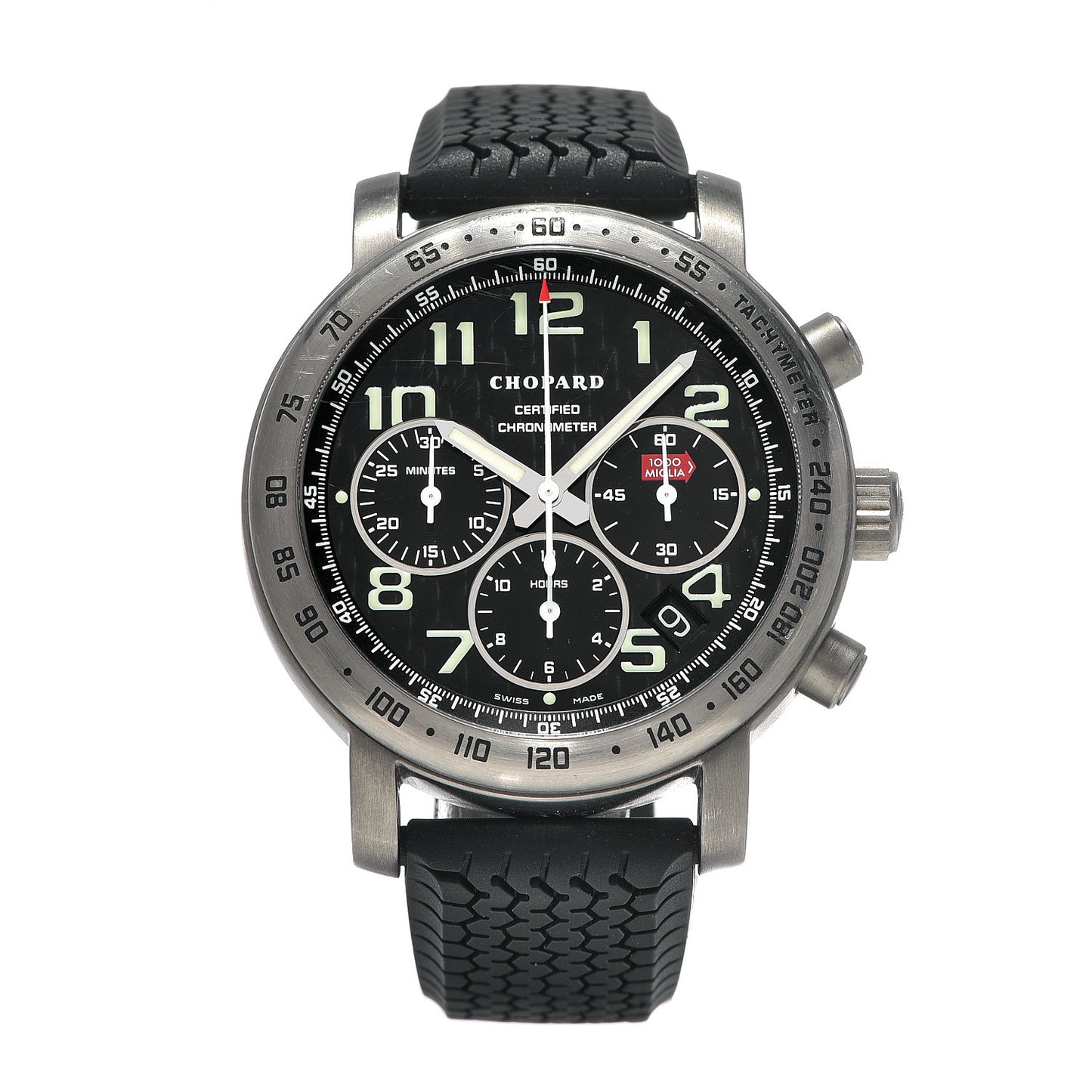 Titanium Rubber 39mm Mille Miglia Chronograph Automatic Watch Black