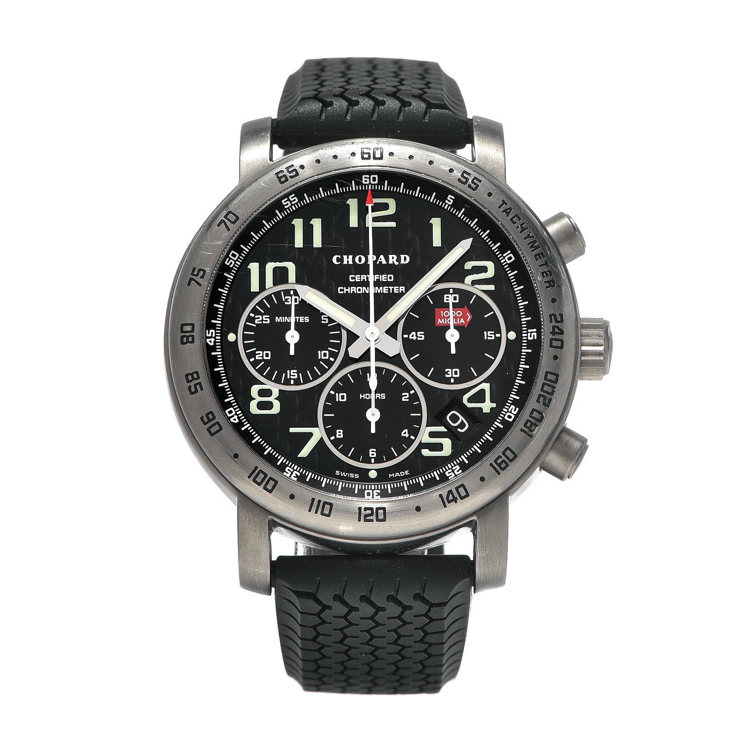 Chopard Titanium Rubber 39mm Mille Miglia Chronograph Automatic Watch Black 1 of 7