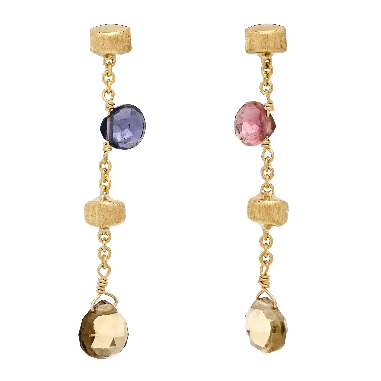 Marco Bicego 18K Yellow Gold Multi Gem Paradise Drop Earrings 1 of 5