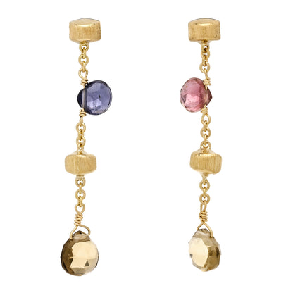 Marco Bicego 18K Yellow Gold Multi Gem Paradise Drop Earrings 1 of 5