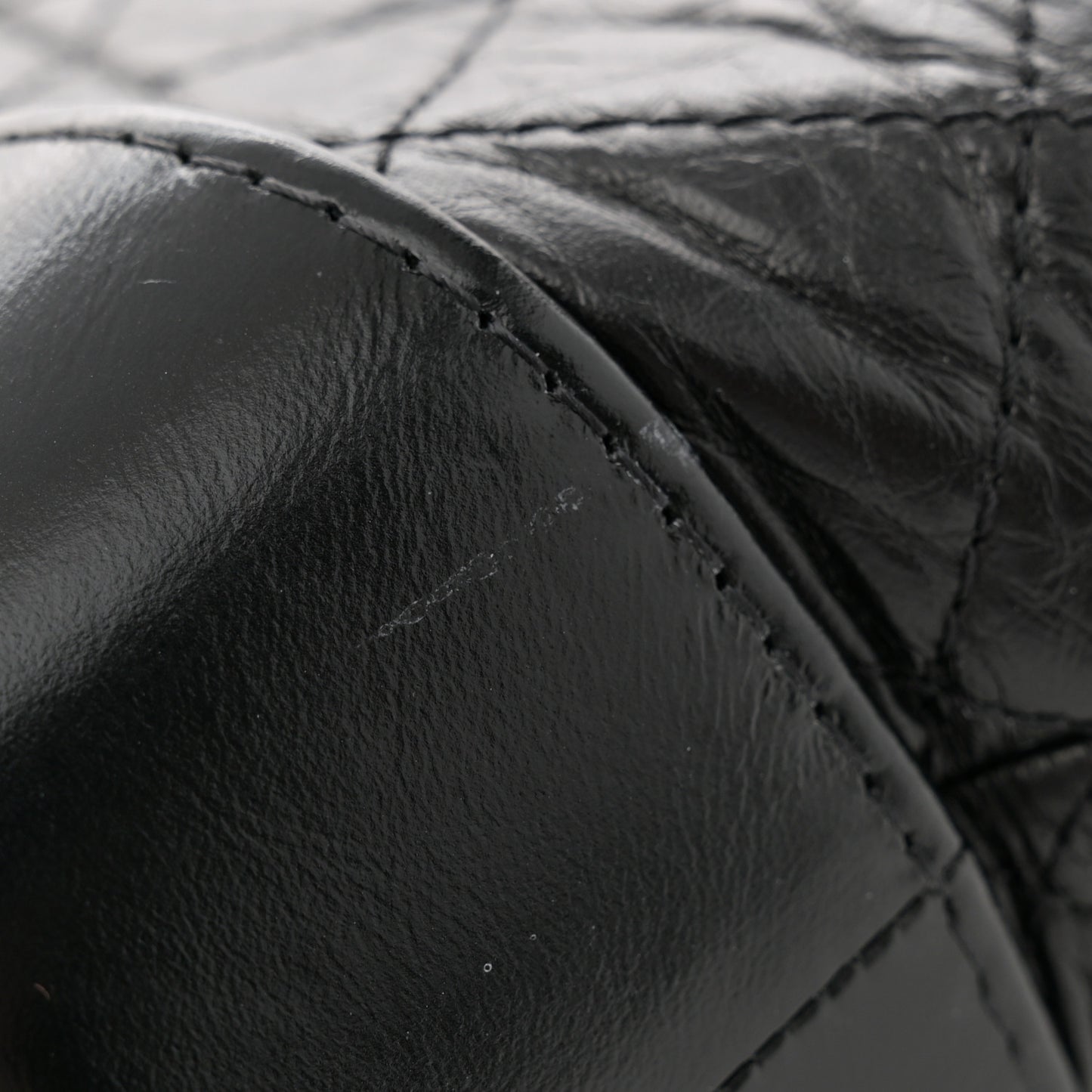 Aged Calfskin Quilted Small Gabrielle Hobo Black