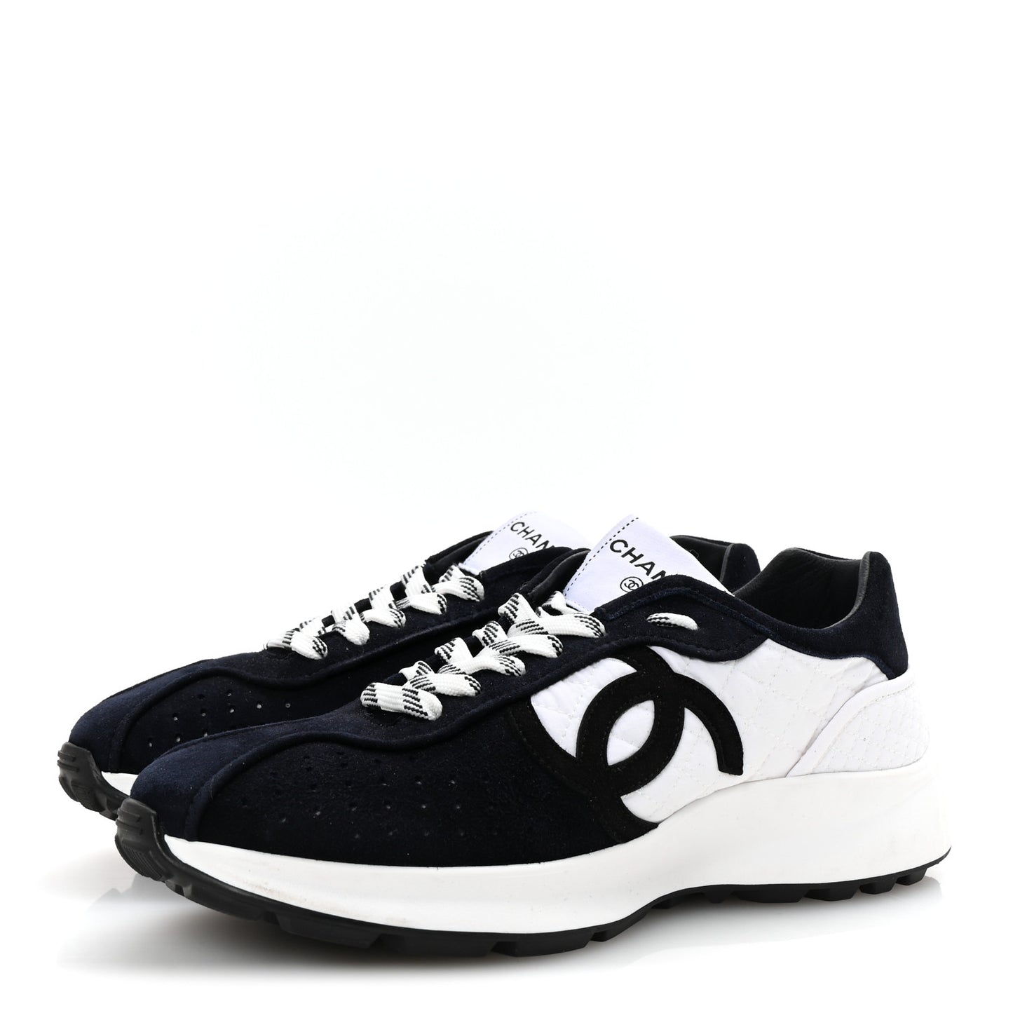 Fabric Suede Kidskin CC Sneakers 39 Dark Navy White