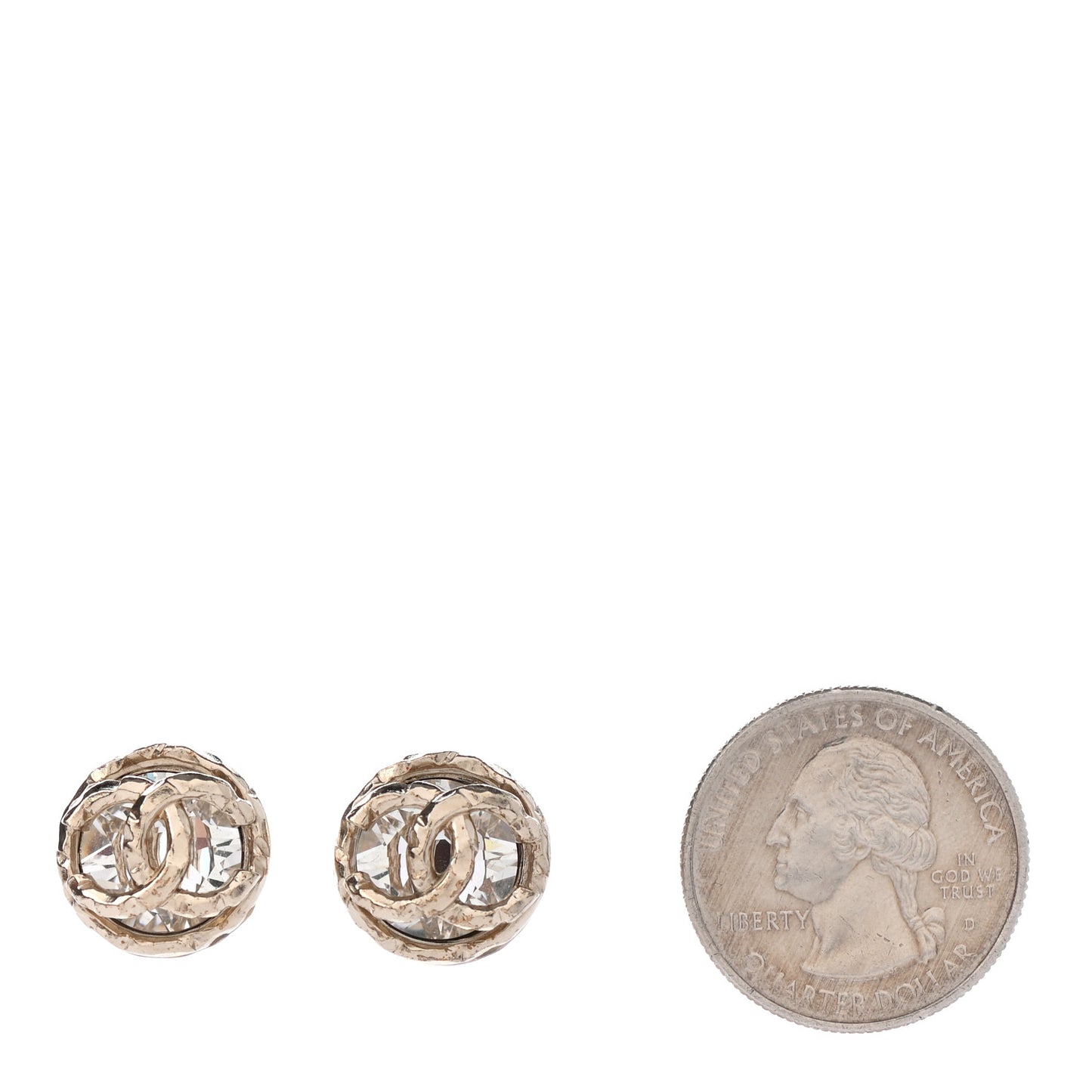 Crystal Round CC Earrings Gold