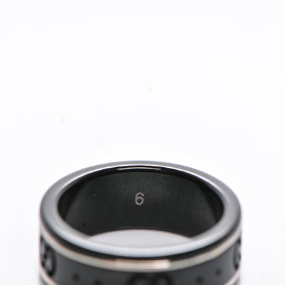 Gucci Black Synthetic Corundum 18K White Gold Icon Thin Band Ring 4.75 4 of 5