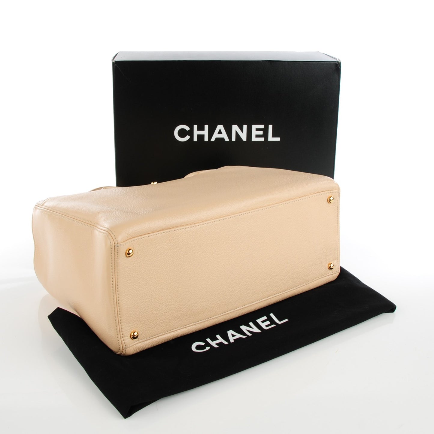 Calfskin Cerf Executive Shopper Tote Beige