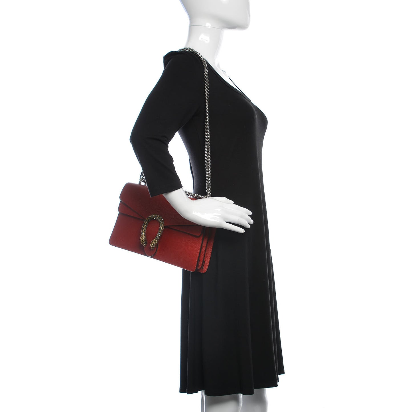 Dollar Calfskin Swarovski Crystal Small Dionysus Shoulder Bag Hibiscus Red