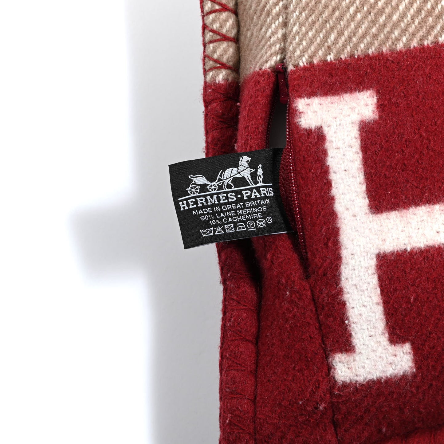 Wool Cashmere Avalon III Pillow PM Ecru Rouge