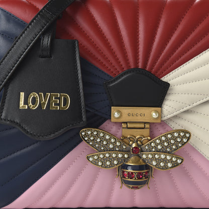 Gucci Calfskin Bamboo Trapuntata Queen Margaret Top Handle Bag Blue Agata Hibiscus Red Mystic White Sugar Pink 10 of 10
