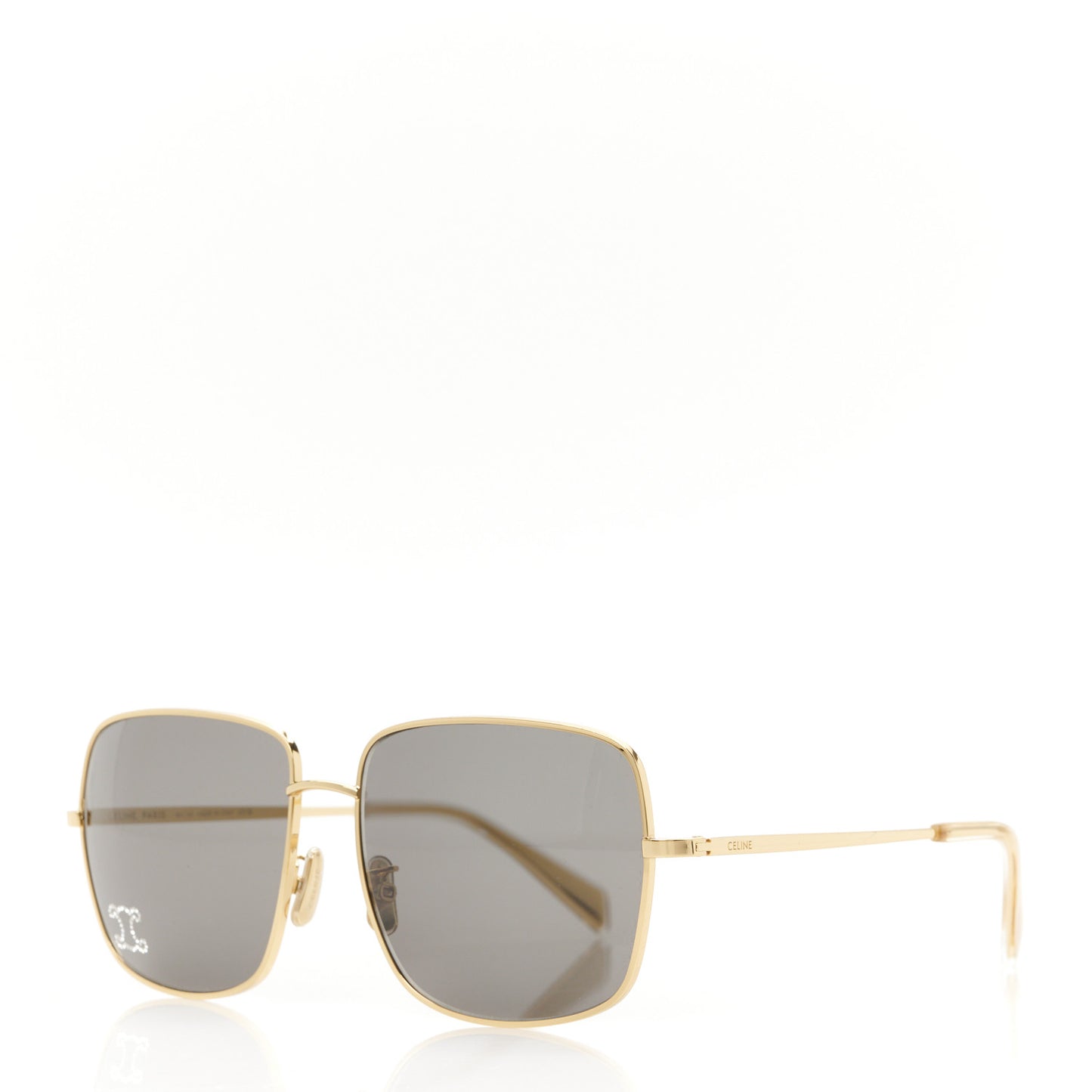 Metal Rhinestone Triomphe Sunglasses Gold Smoke