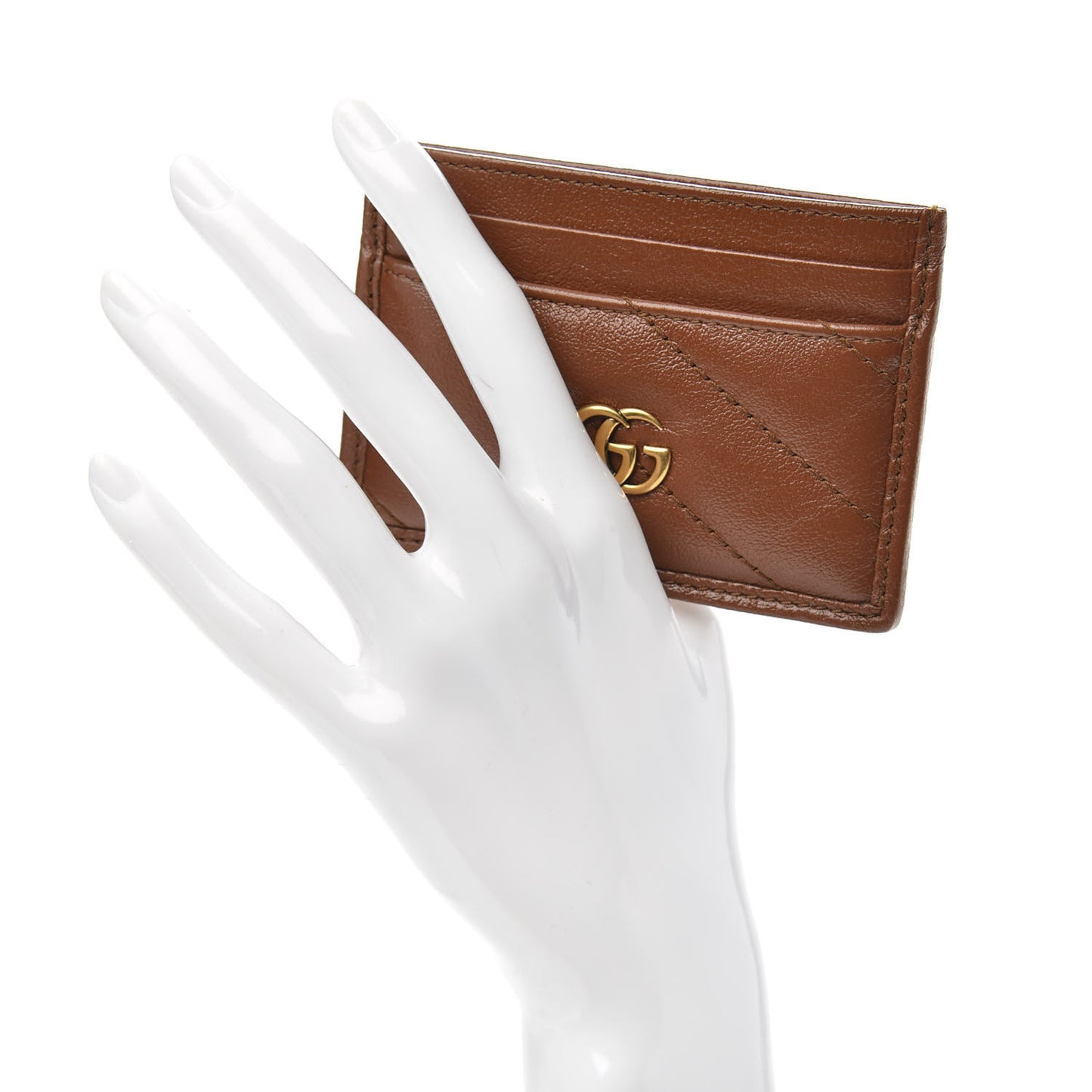 Azalea Calfskin Matelasse Diagonal GG Marmont Card Holder Cuir