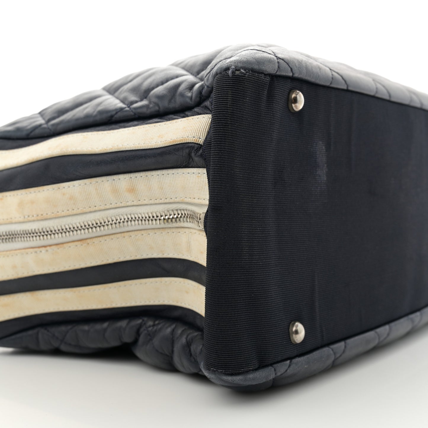 Lambskin Quilted Lido Shoulder Bag Dark Navy Blue