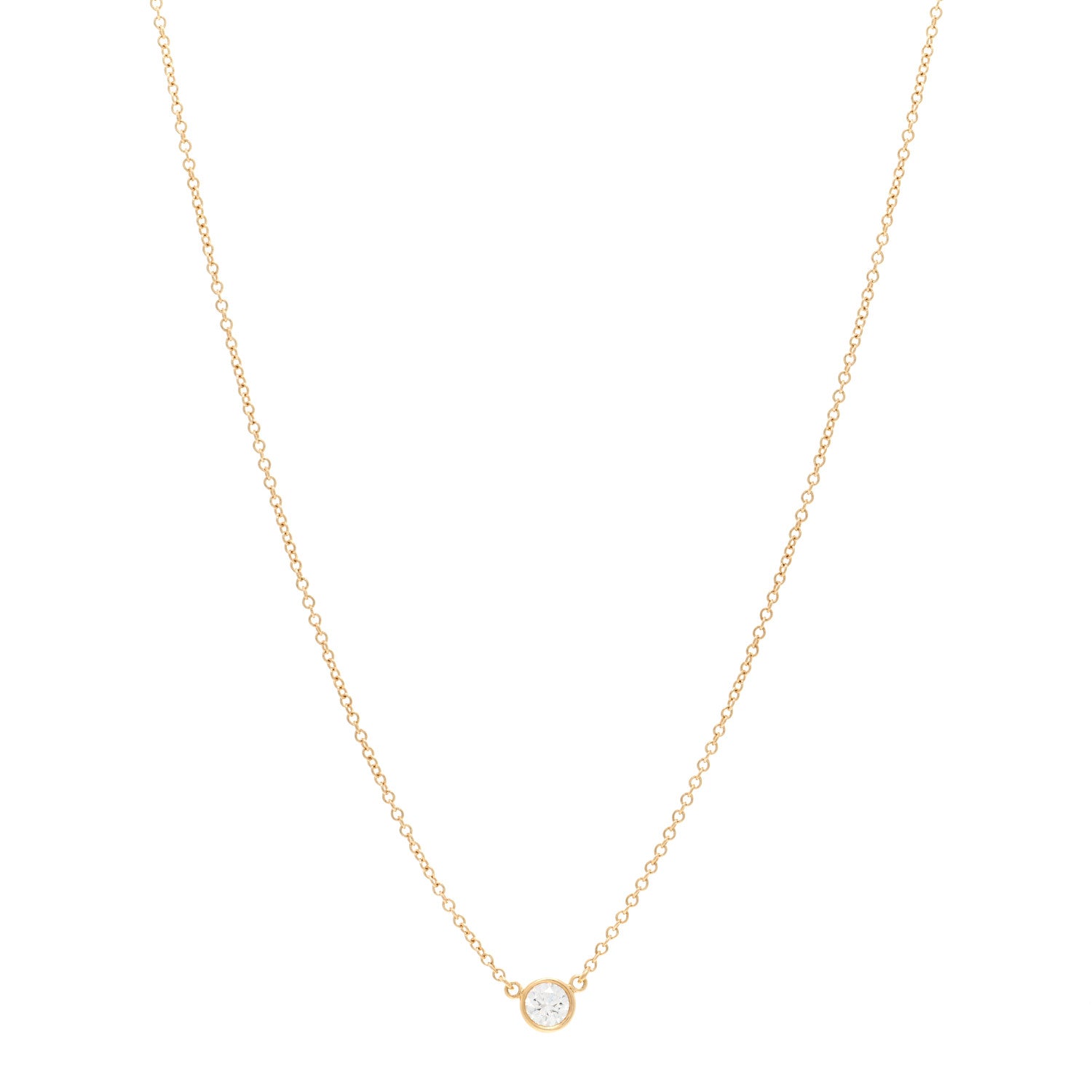 Tiffany 18K Yellow Gold Diamond .21ct Elsa Peretti Diamonds by the Yard Pendant Necklace 1 of 5