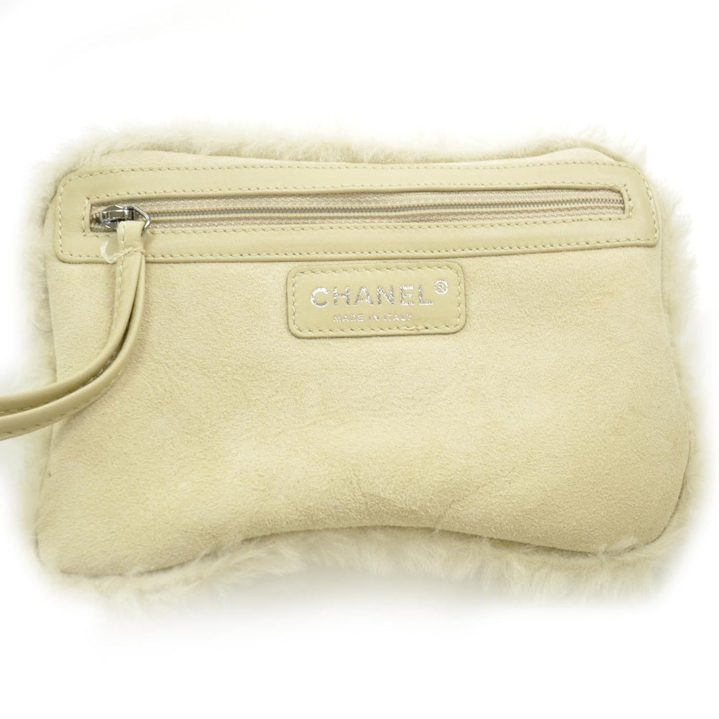 Suede Sherpa Shoulder Bag w Cosmetic Pouch
