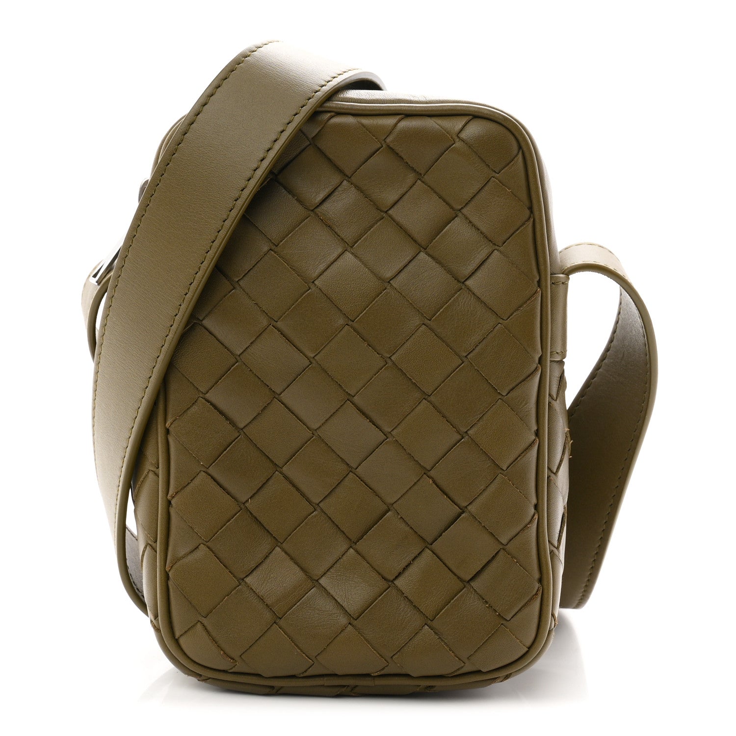 Bottega Veneta Calfskin Intrecciato Mini Cassette Phone Holder Crossbody Khaki 1 of 10