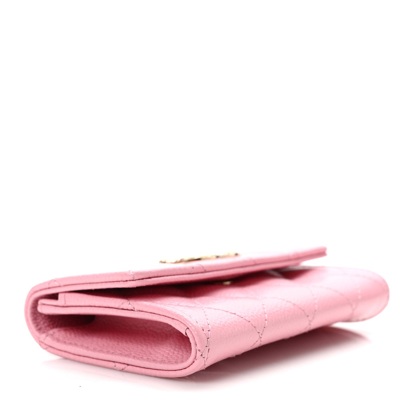 Caviar Quilted Multi Chain CC Flap Card Holder Pink
