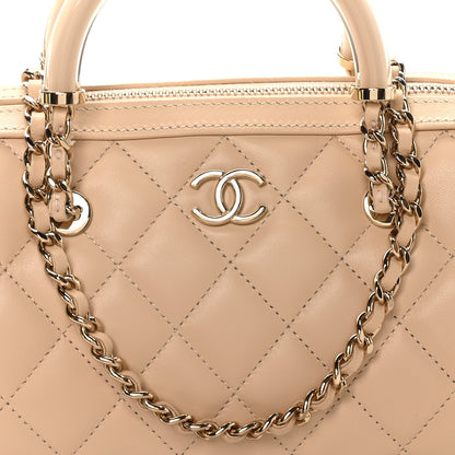 Chanel Lambskin Quilted Barrel Clutch With Chain Light Beige 8 of 10