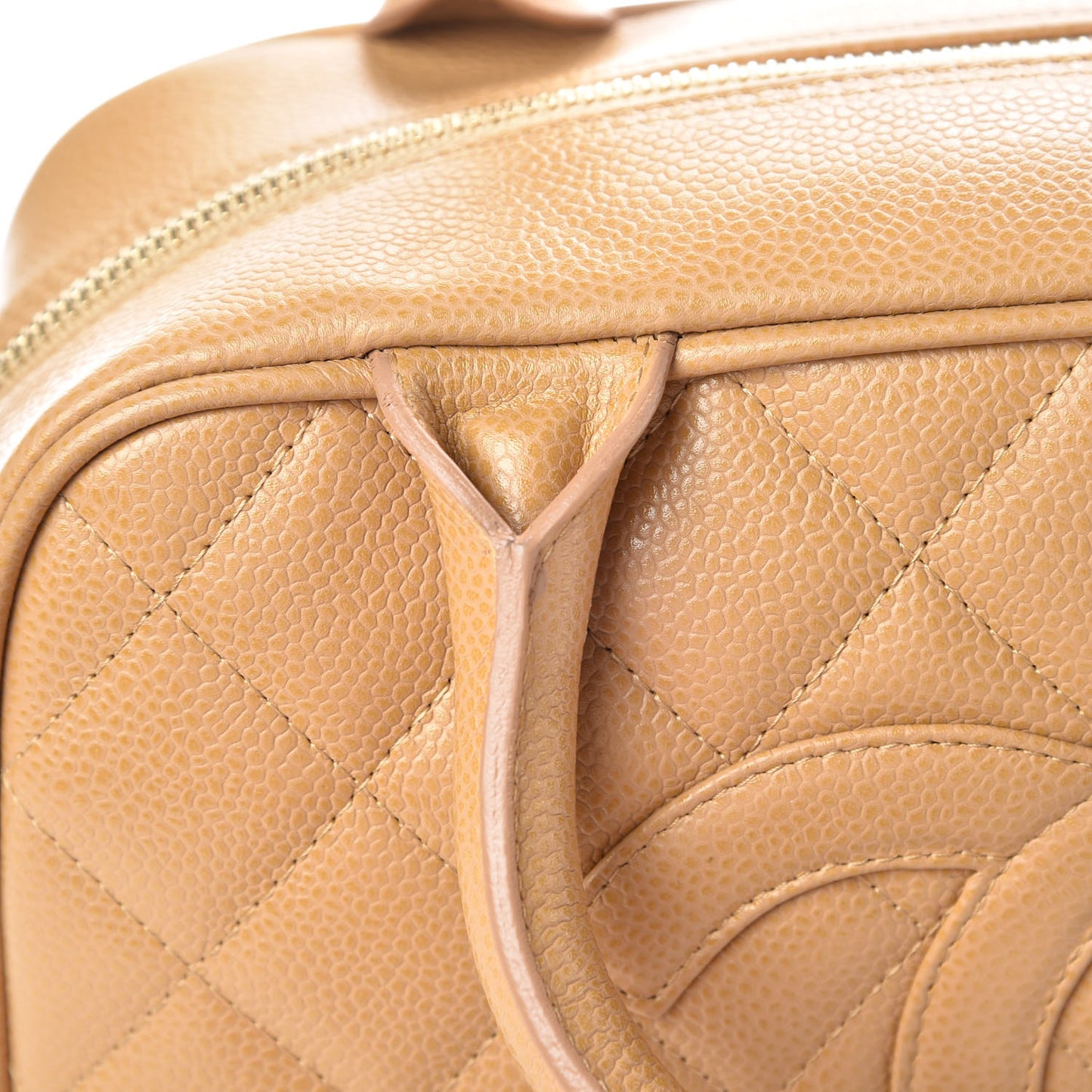Caviar Quilted Small Bowler Beige