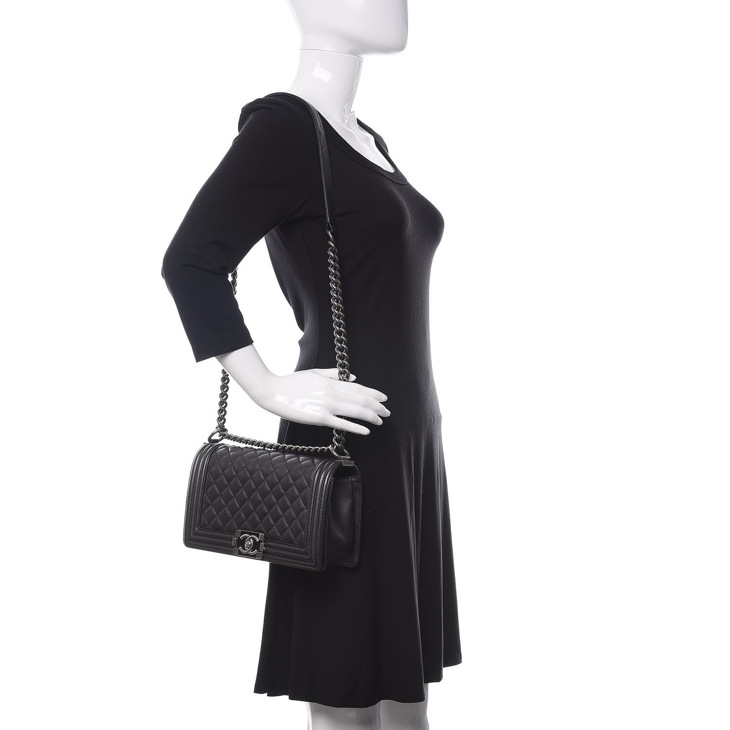 Chanel Calfskin Quilted Medium Boy Flap Black 2 of 12