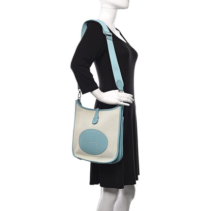 Hermes Toile Taurillon Clemence Evelyne III PM Bleu Atoll 2 of 11