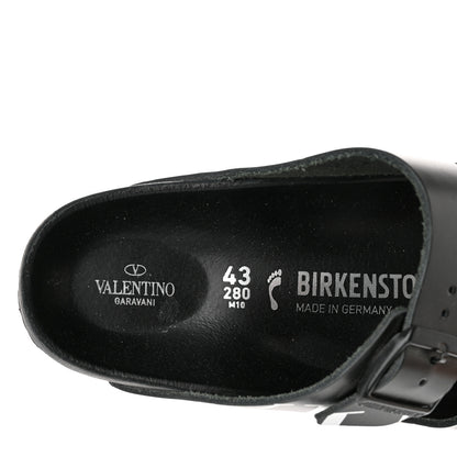 Valentino Garavani Calfskin VLTN Birkenstock Slide Sandals 43 Black 5 of 11