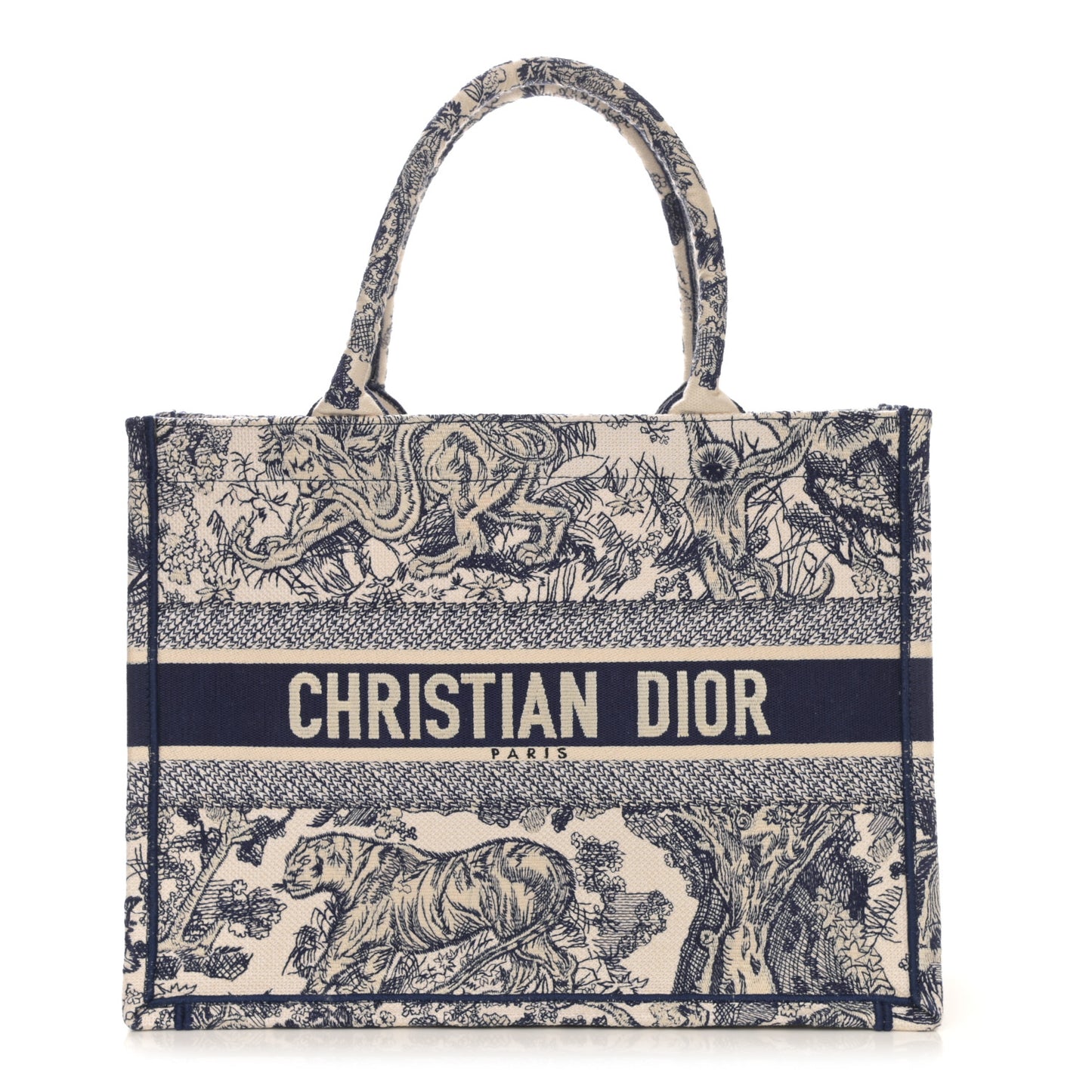 Canvas Embroidered Medium Dioriviera Toile De Jouy Book Tote Blue