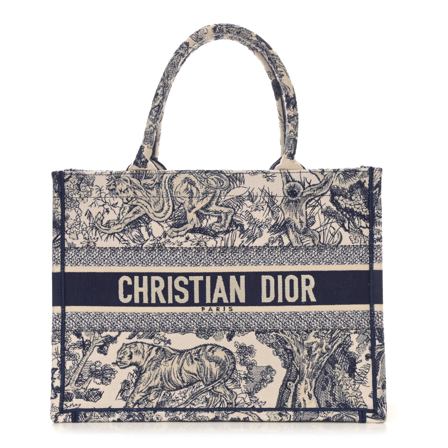 Christian Dior Canvas Embroidered Medium Dioriviera Toile De Jouy Book Tote Blue 1 of 11