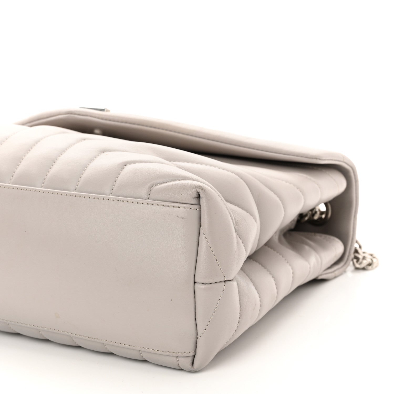 Saint Laurent Calfskin Y Quilted Monogram Medium Loulou Chain Satchel Granite 10 of 15