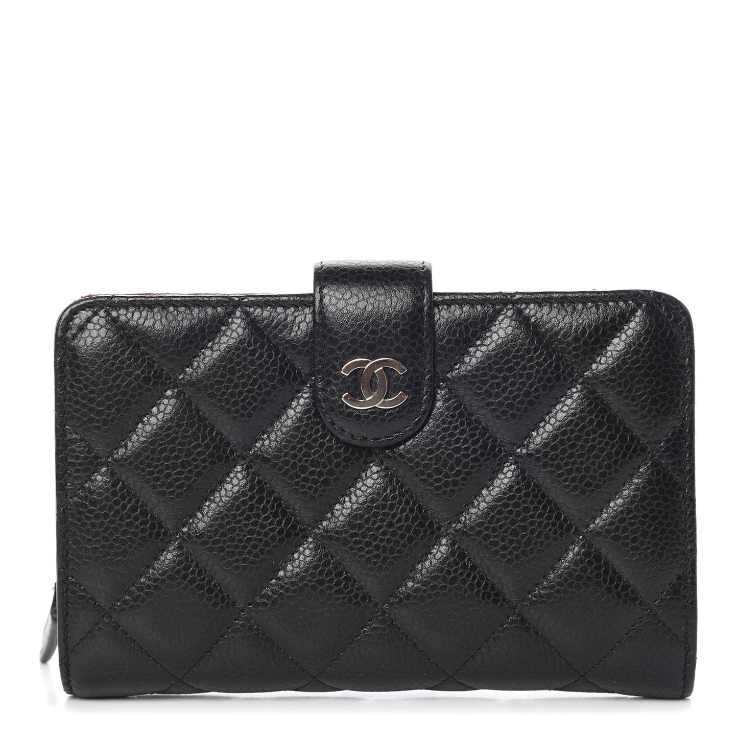 Caviar Quilted Zipped Pocket Wallet Black