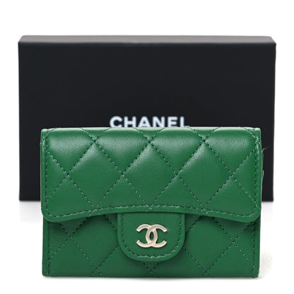 Chanel Lambskin Quilted Flap Card Holder Wallet Green 9 of 9