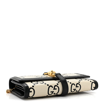 Gucci Azalea Calfskin GG Monogram Bi-Color Debossed Jackie 1961 Chain Wallet Mystic White Black 4 of 11