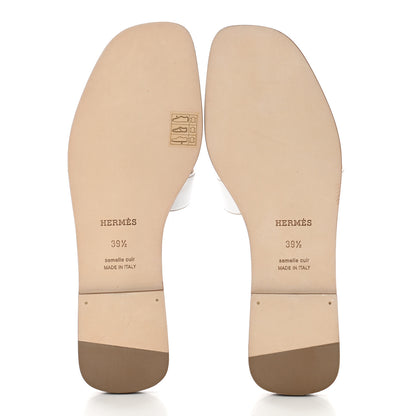 Hermes Box Calfskin Oran Sandals 39.5 White 5 of 9