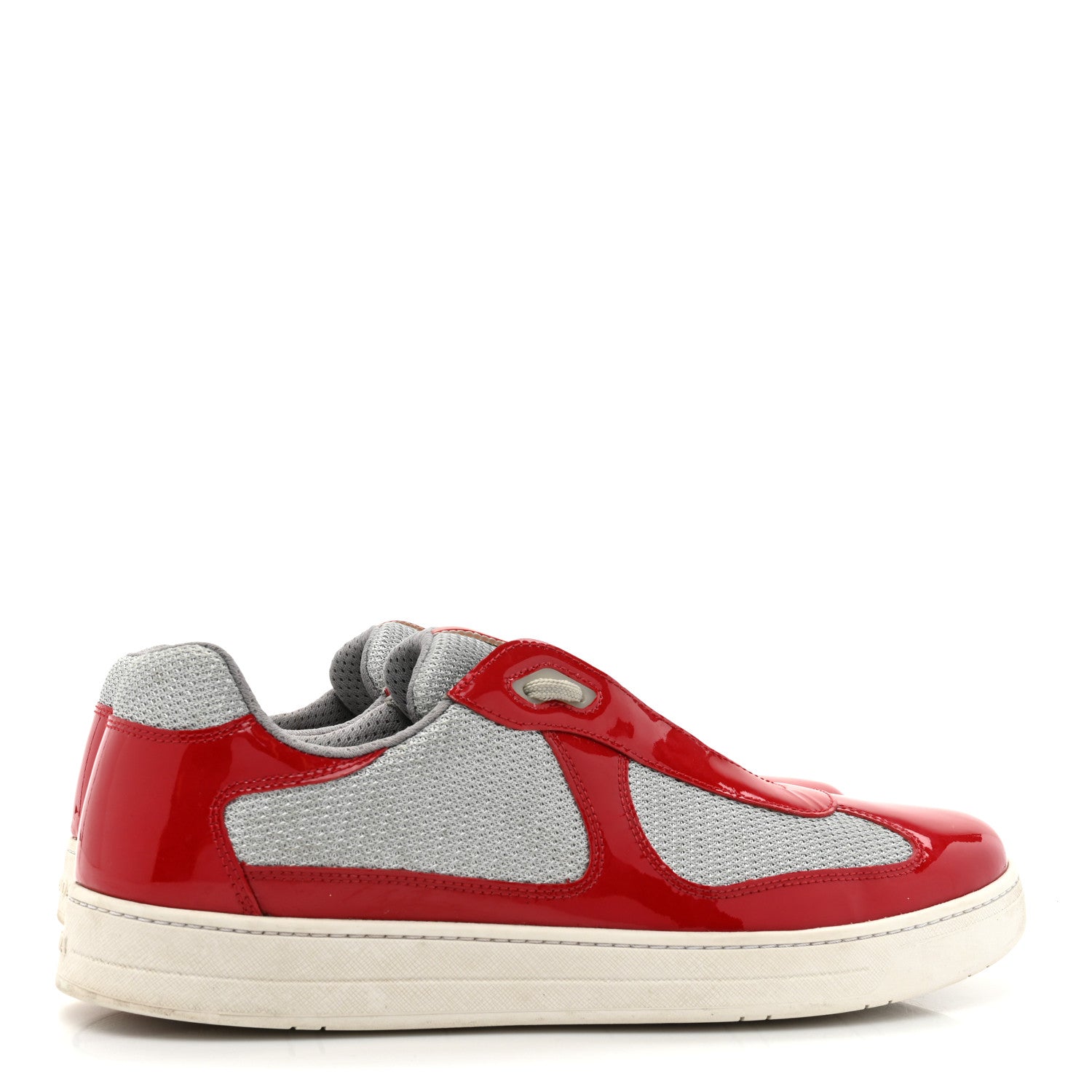 Prada Vitello Rubber Bike Mens America's Cup Sneakers 10.5 Rubino Argento 4 of 9