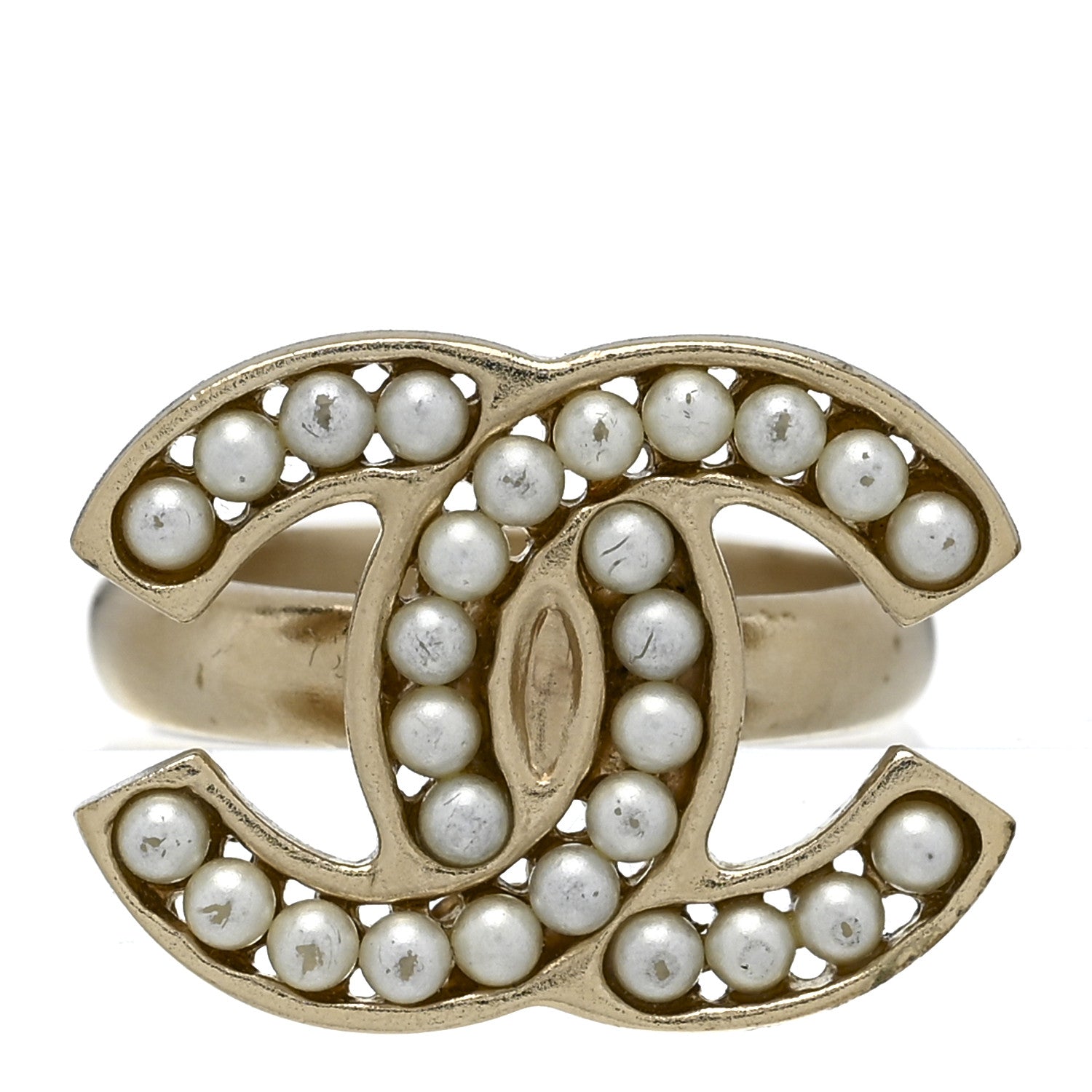Chanel Pearl CC Ring 52 6 Gold 1 of 5