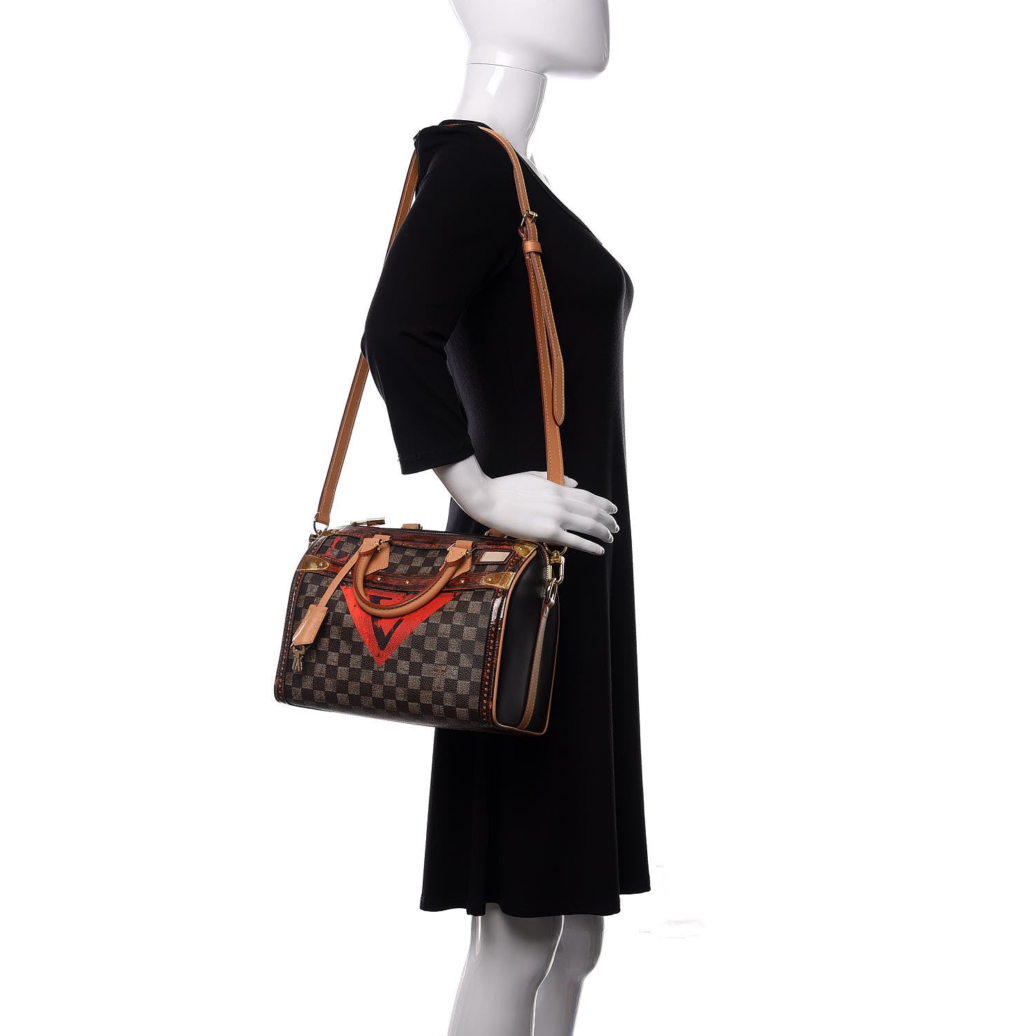 Louis Vuitton Transformed Damier Ebene Time Trunk Speedy Bandouliere 25 Black 2 of 11