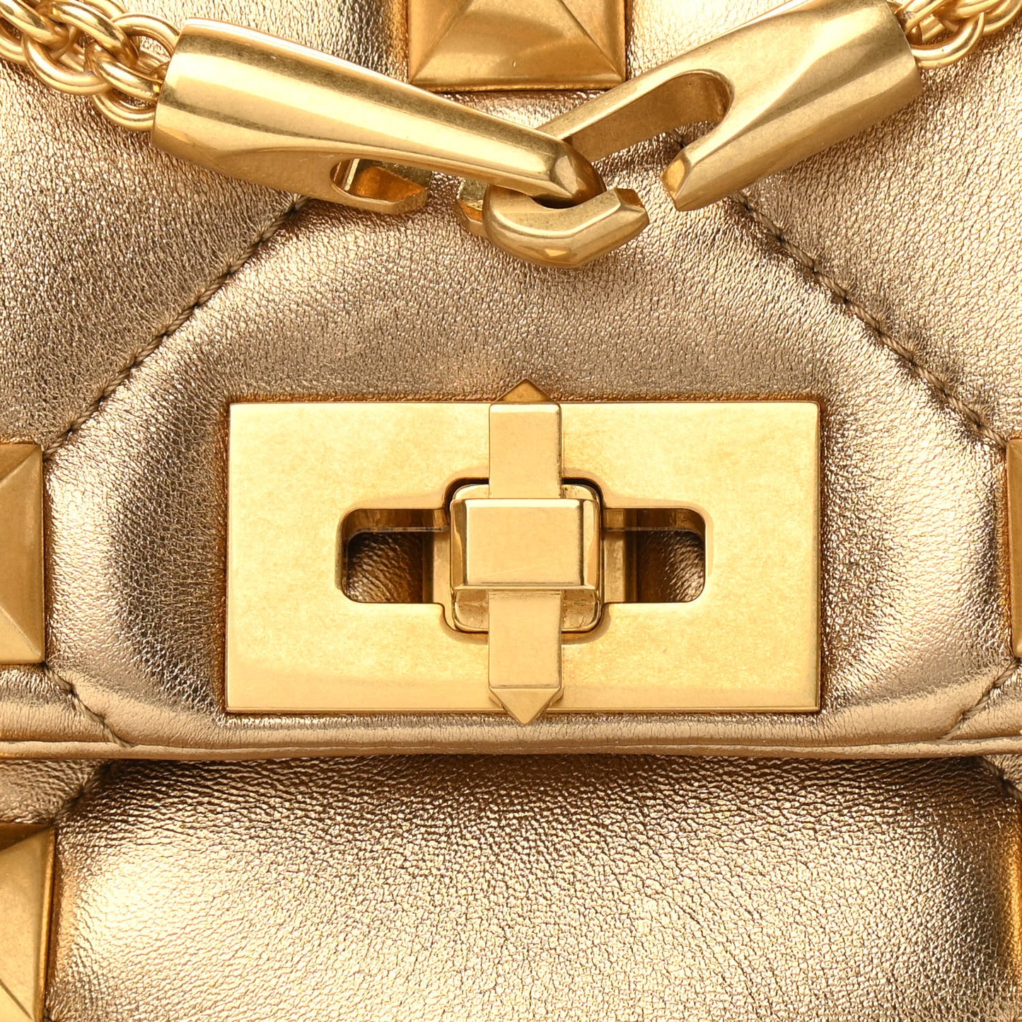 Nappa Medium Roman Stud Shoulder Bag Antique Brass