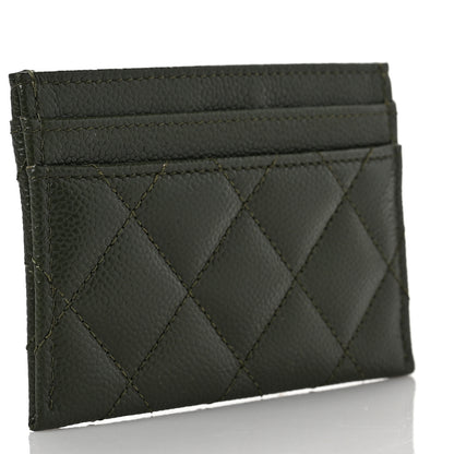Chanel Caviar Quilted Chain CC Card Holder Khaki 3 of 8