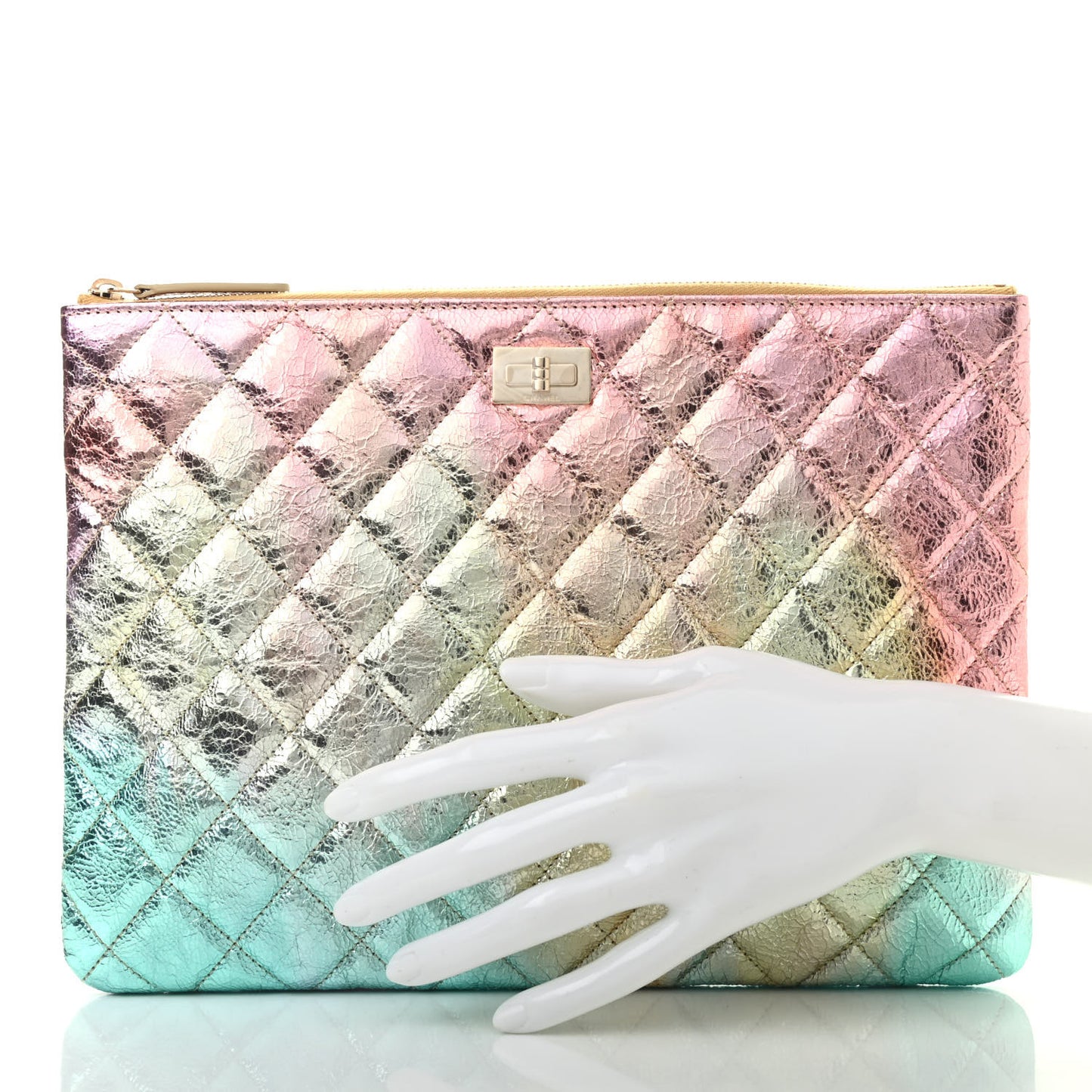 Metallic Goatskin Quilted Medium 2.55 Reissue Cosmetic Case Multicolor
