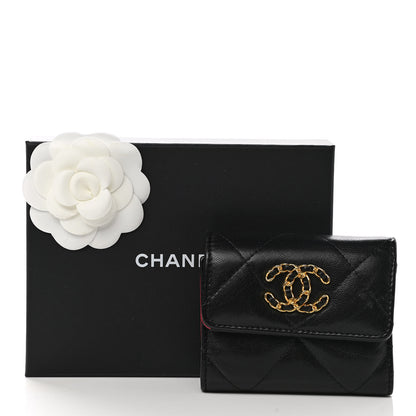Chanel Lambskin Quilted Chanel 19 Small Flap Wallet Black 8 of 8