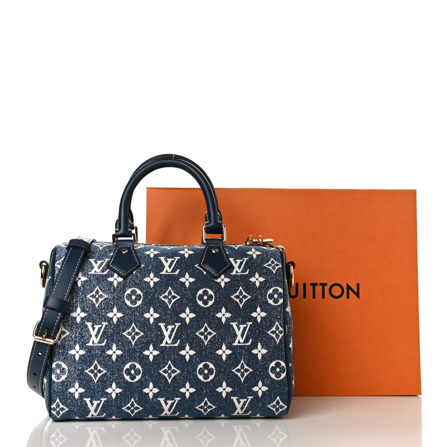 Louis Vuitton Monogram Jacquard Denim Speedy Bandouliere 25 Bleu 13 of 13